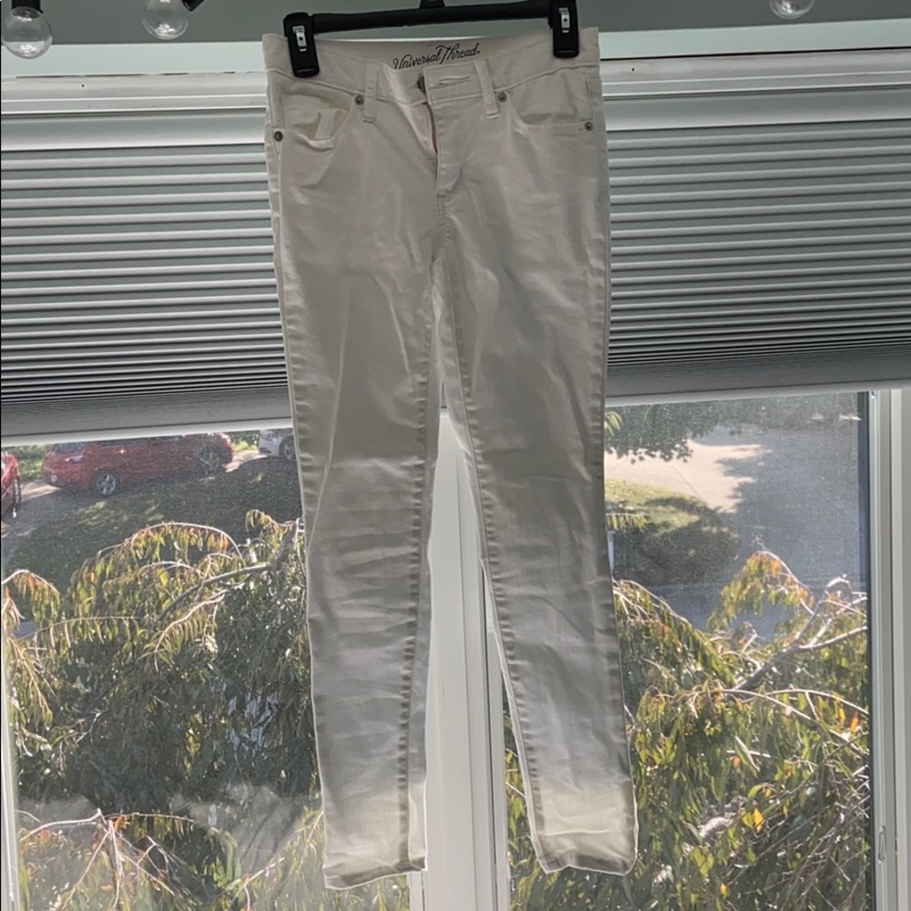 White Skinny Mid-Rise Jeans